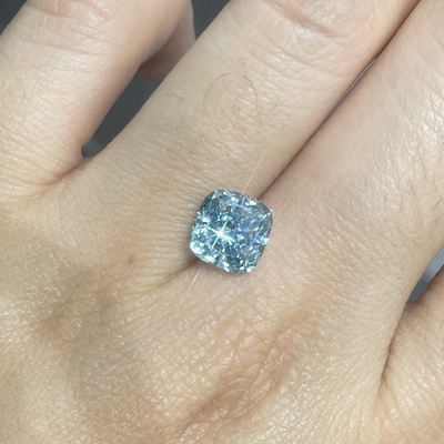 Duży rozmiar Fancy Intense Blue CVD Laboratory Diamond Cushion Shape 4,55 ct