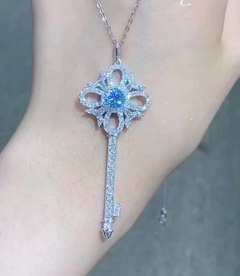 Laboratorium IGI Wyhodowane Diamenty Biżuteria Błękitna Okrągła 18k Białe Złoto Zaręczyny 1,05 karat