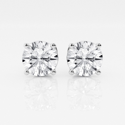 4 pazury kolczyki AU750 CVD DEF VS VVS okrągłe diamenty syntetyczne z laboratorium