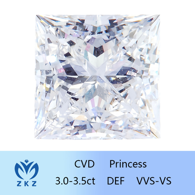 Loose Diamond CVD Lab Grown Bezbarwny kształt księżniczki 3ct ~ 3,4ct Syntetyczny diament z certyfikatem IGI