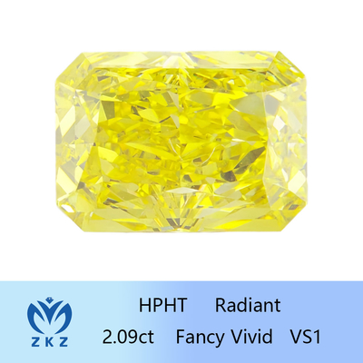 HPHT Fancy Vivid Yellow Diamond Man Made Radiant Cut 2.09ct Certyfikat IGI
