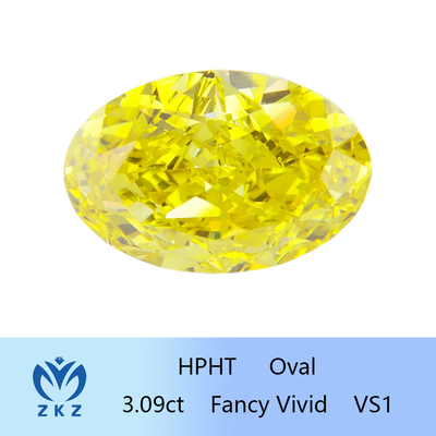 Fancy Vivid Yellow HPHT Lab Grown Diamenty Owalny kształt 3,09 ct Certyfikat IGI
