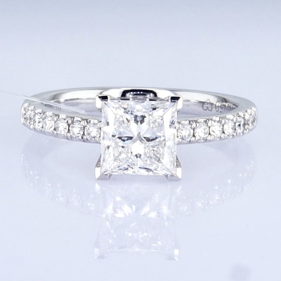 18k 1,5ct+ Princess Design Ring Daily Style Princess Shape White Syntetyczny Pierścień Diamentowy