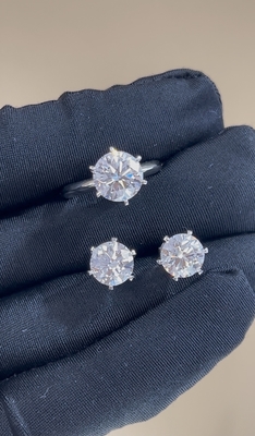 Klasyczny T Six Prongs Laboratory Grown Diamond Ring Stud Kolczyki fabryczne dostosowanie