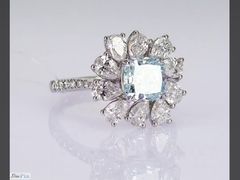 Łącznie 3,284ct CVD Lab Grown Cushion Cut Syntetyczny Sky Blue Diamond Luxury 18K White Gold Set Custom