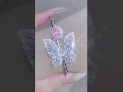 Różowa owalna bransoletka diamentowa, wykonana w laboratorium, diamenty, naszyjnik do uszu, biżuteria